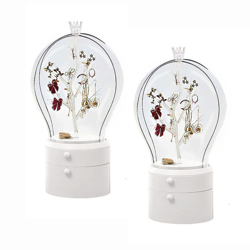 2X White 360 Rotate Jewelry Storage Box Waterproof Dustproof Organizer
