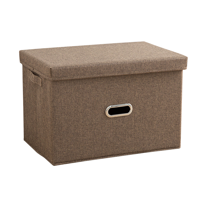 Large Foldable Canvas Storage Box Cube Organizer Durable Coffee Brown 44x29x30cm