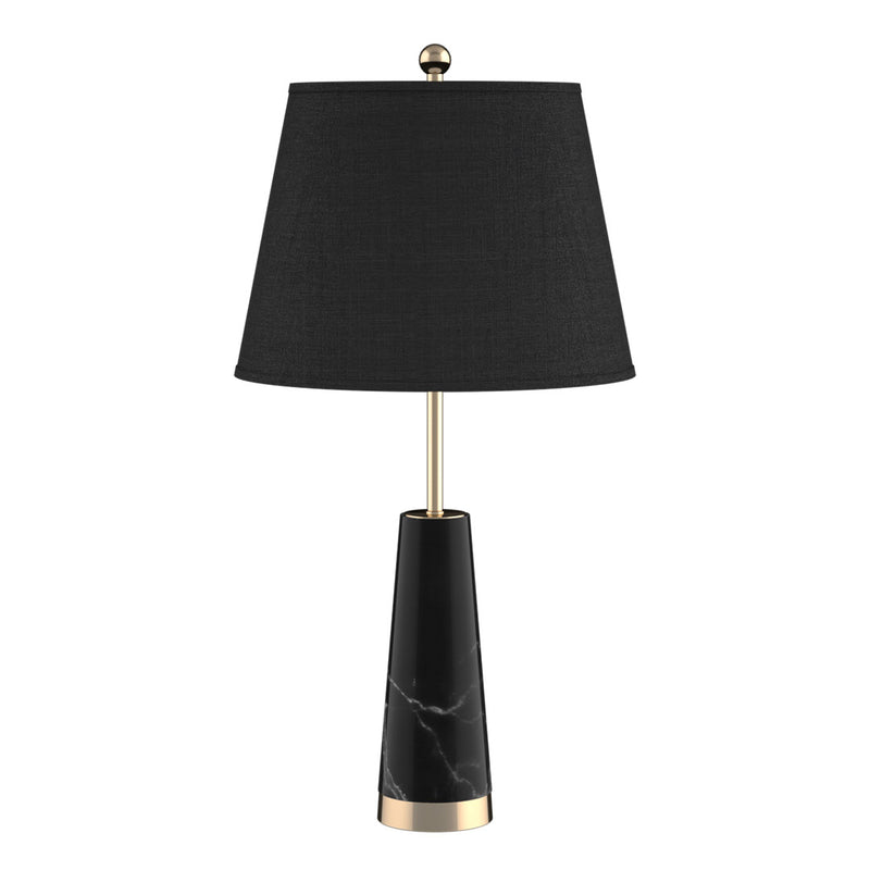 68cm Black Marble Bedside Table Lamp Drum Shade Cone Base
