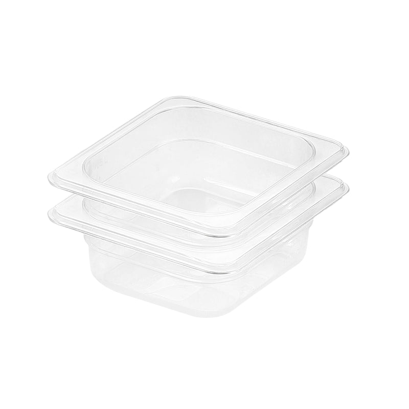 1/6 Gastronorm Pan 65mm Polycarbonate Transparent Food Tray Bundle of 2
