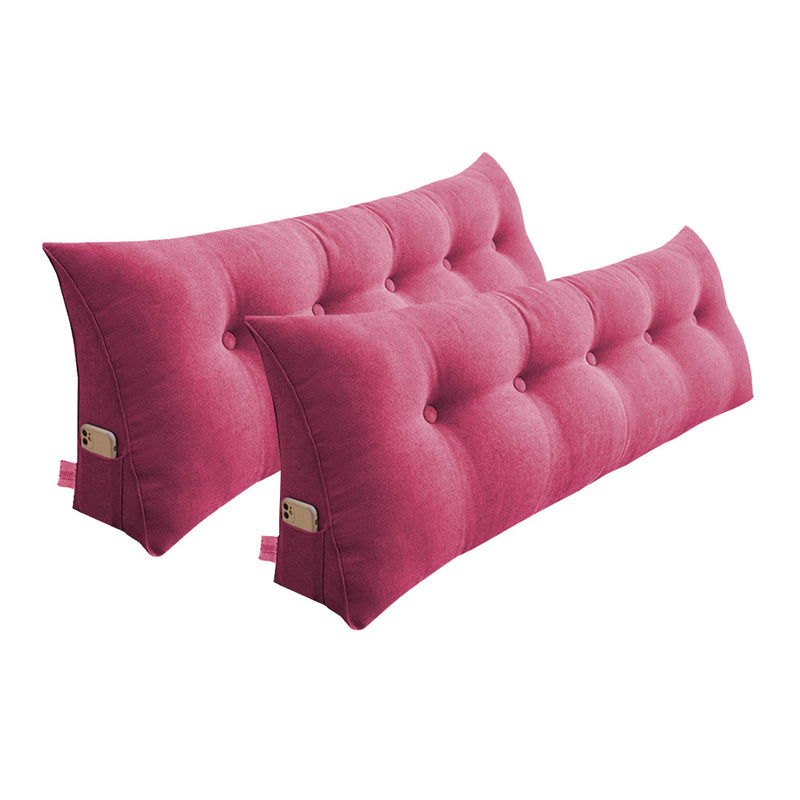 2X 120cm Triangular Wedge Headboard Backrest Pillow Polyester Pp Filling Pink