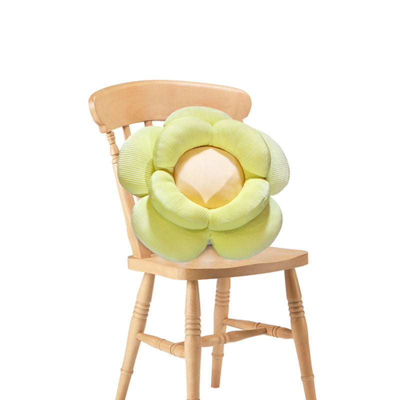 Green Double Flower Plush Floor Cushion 70cm Bedside Soft Pillow Home Decor