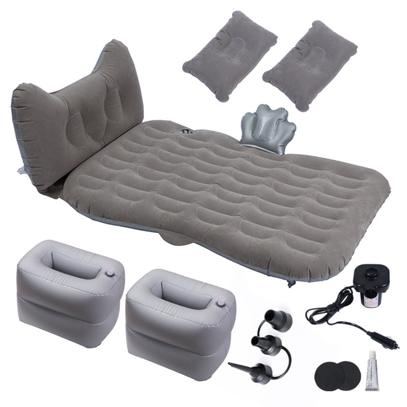 Grey Honeycomb Inflatable Car Mattress Portable Camping Air Bed Travel Kit