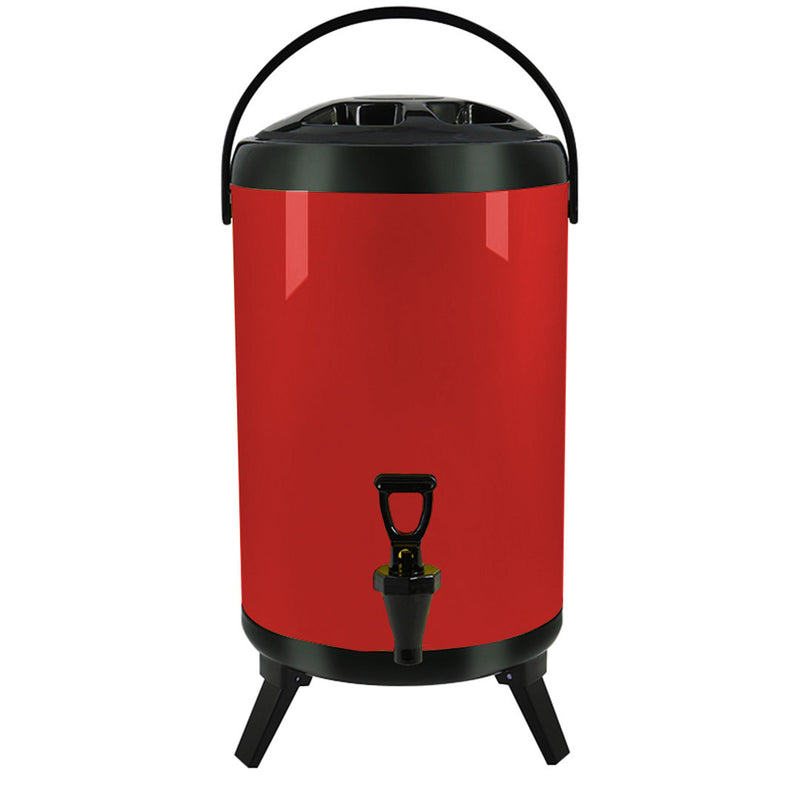 12L Stainless Steel Insulated Beverage Dispenser With Faucet Hot Cold Red