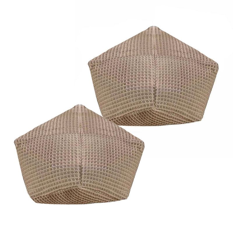 2X 53cm Polyester Cotton Pouf Cushion Epp Particle Fill Beige
