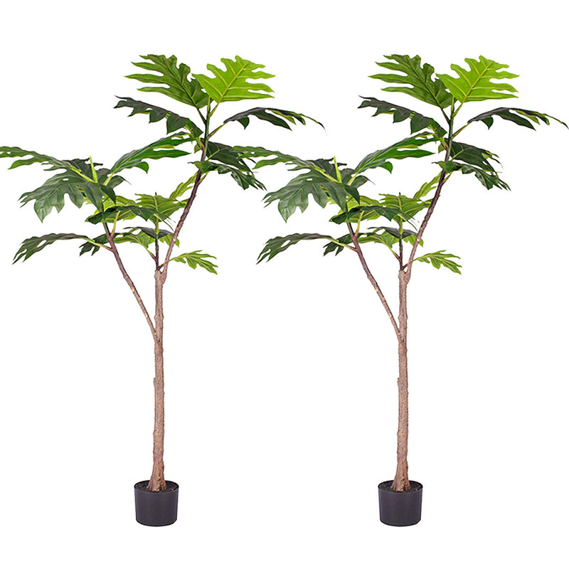 2X 150cm Artificial Split Leaf Philodendron Tree Polyethylene Green With Pot