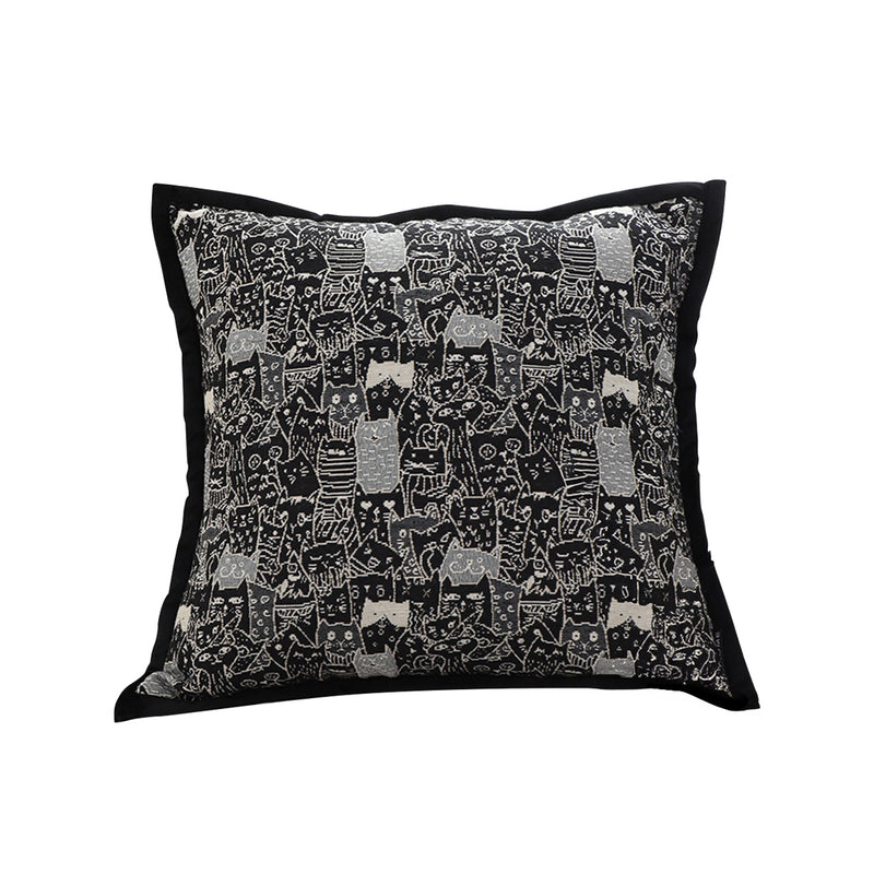 45x45x14cm Polyester Fleece Throw Pillow Square Black Cat Design