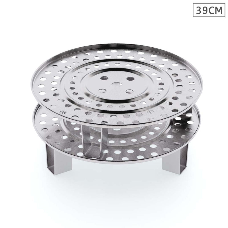 2X 39cm Stainless Steel Steamer Insert Stock Pot Rack Durable Easy Clean