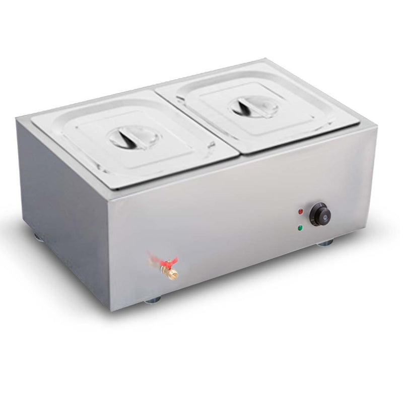 Stainless Steel 2X Bain Marie Food Warmer with Lid Large Capacity 4.5L