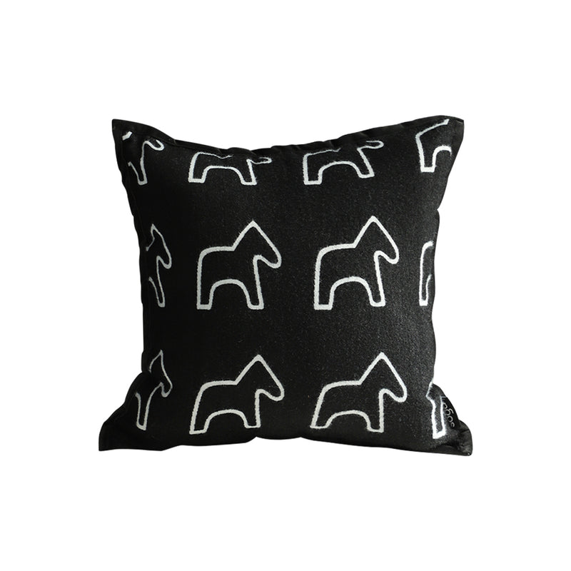Plush Teddy Fleece Square Throw Pillow 45X45X14Cm Pony Design Black