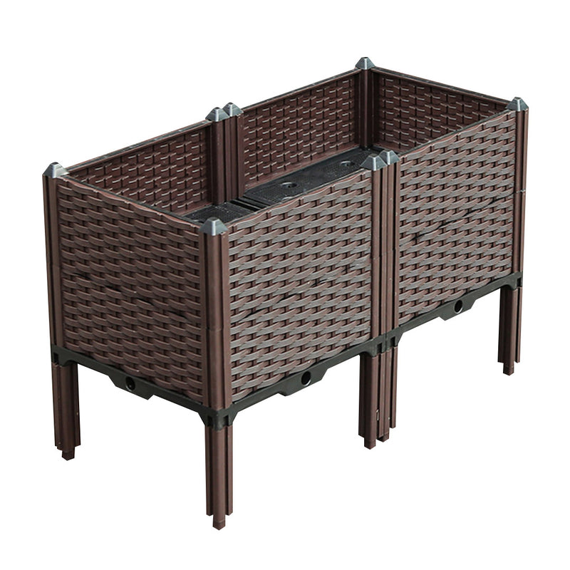 Raised Garden Bed Plastic 80cm 30cm Deep Self Watering With Legs Dark Brown