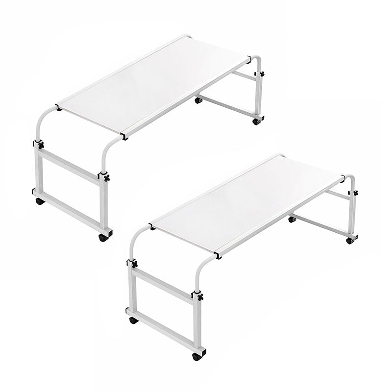 2X White Adjustable Bed Desk 140x45cm Cross Table with Wheels for Home Office