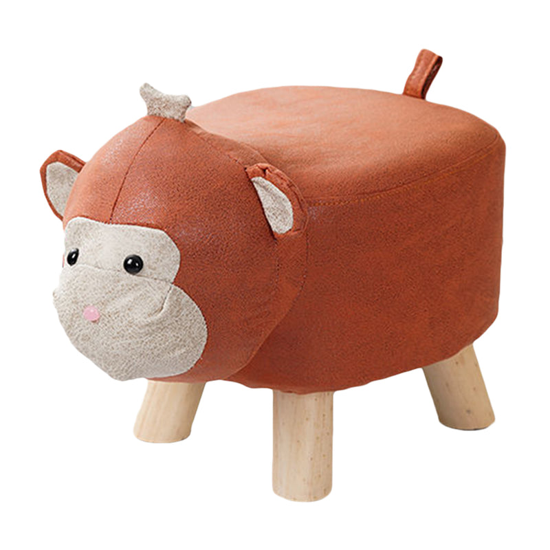 Red Children Bench Monkey Character Ottoman Stool Soft Small Comfy Seat Decor