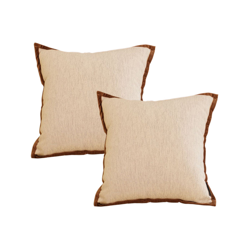 2X 45cm Square Velvet Throw Pillow Polyester Cotton 15cm Thick Off White