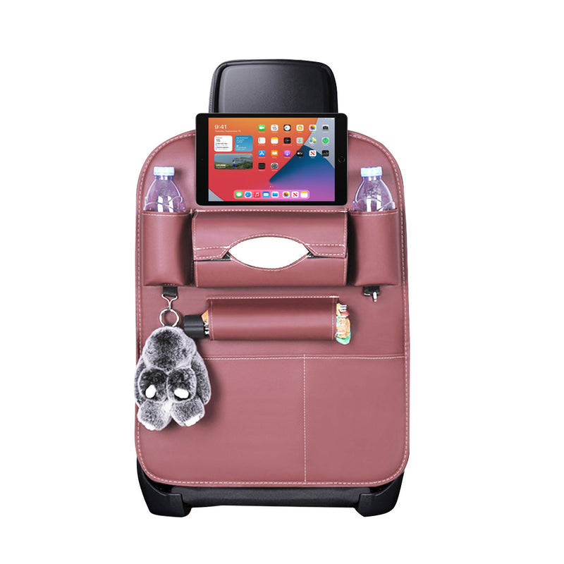 PVC Leather Car Back Seat Organizer Multi Pocket iPad Mini Holder Coffee 50x65cm