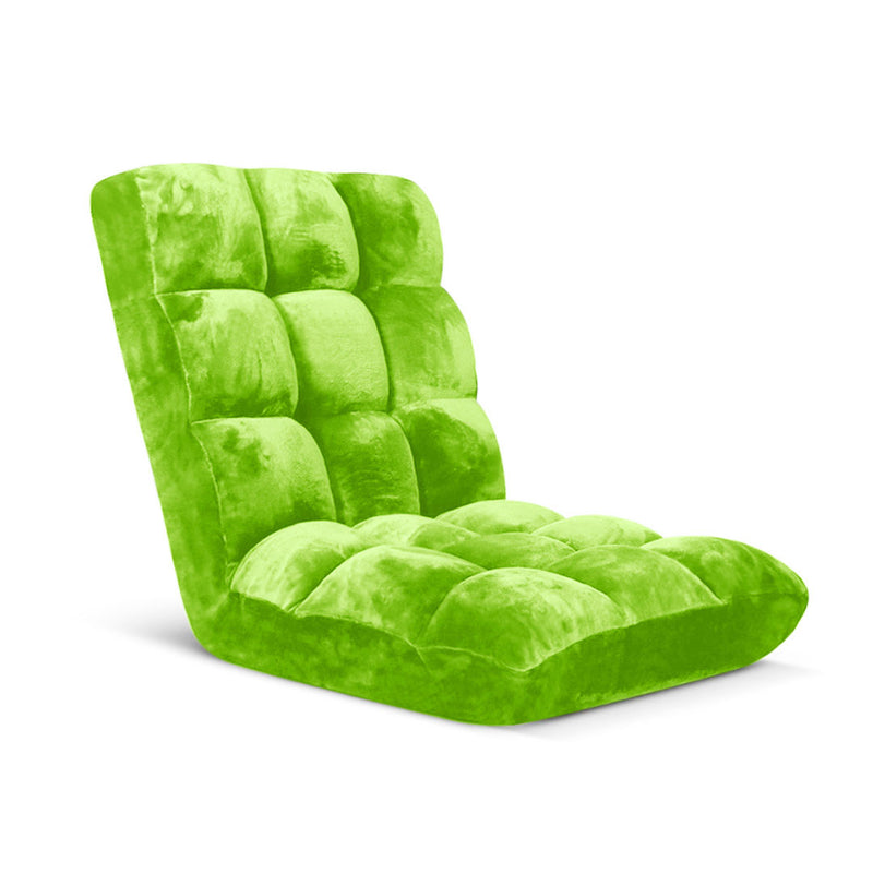 Floor Recliner Folding Cushion Plush Memory Foam 100cm X 45cm X 8cm Green
