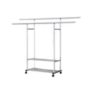 Stainless Steel Clothes Rack 200cm Floor-Standing With Wheels Portable Durable
