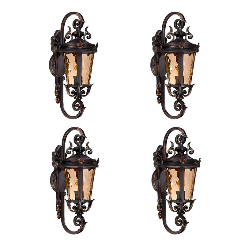 4X 36x70cm Aluminum Glass Wall Lantern Vintage Classic Dark Brown