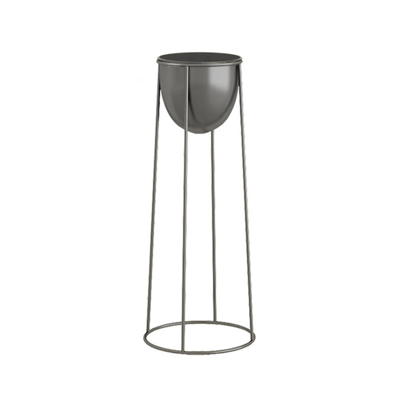 50cm Round Wire Metal Plant Stand Enamel Coated Pot Black 18cm X 20cm