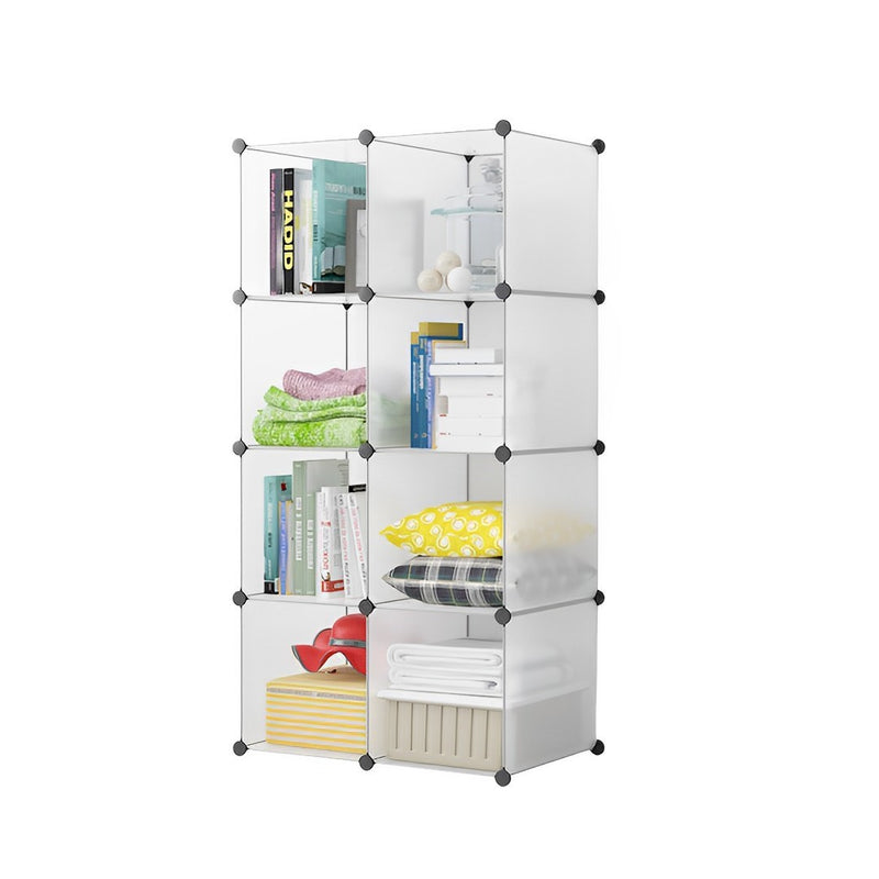 8 Cube Transparent Polypropylene Shelf Box 75x37x146cm Stackable Modular Portable