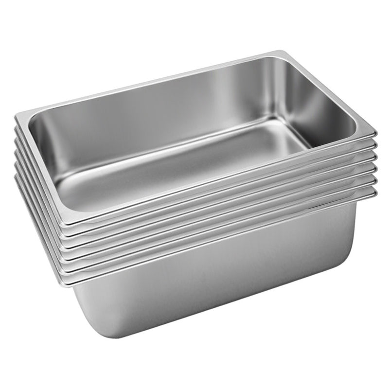 6X Stainless Steel Gastronorm Pan Full Size 20cm Deep Anti-Jam Stackable