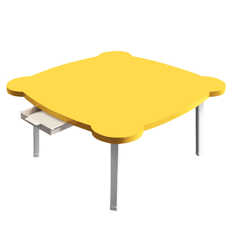Yellow Cat Ear Floor Table Particleboard Metal 60x60x35cm Space Saving Mini Desk