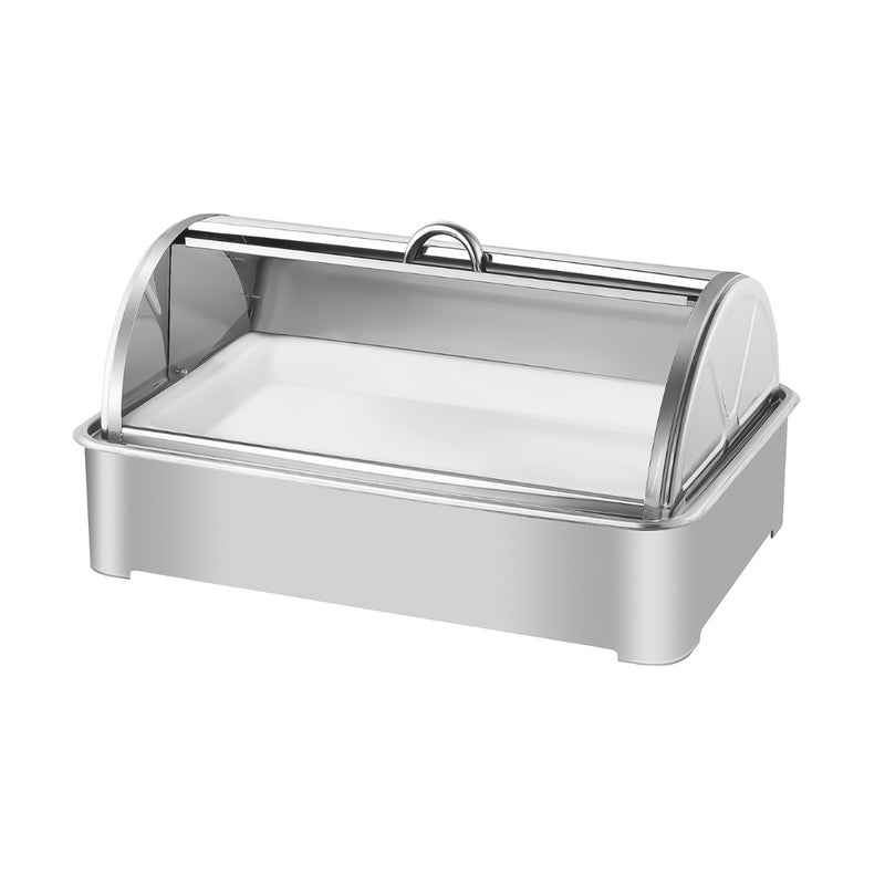 59x38.5x14cm Ceramic Chafing Dish Stainless Steel Stand Silver