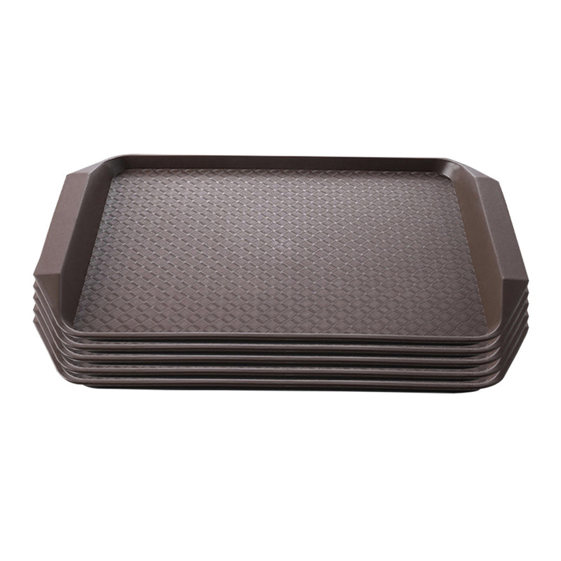 Rectangular Serving Tray Stackable Waterproof PVC 43.5cm Set of 5 Coffee