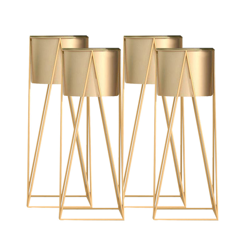 4X Gold Metal Plant Stands 70cm Corner Tall Slim Detachable Enamel Pots