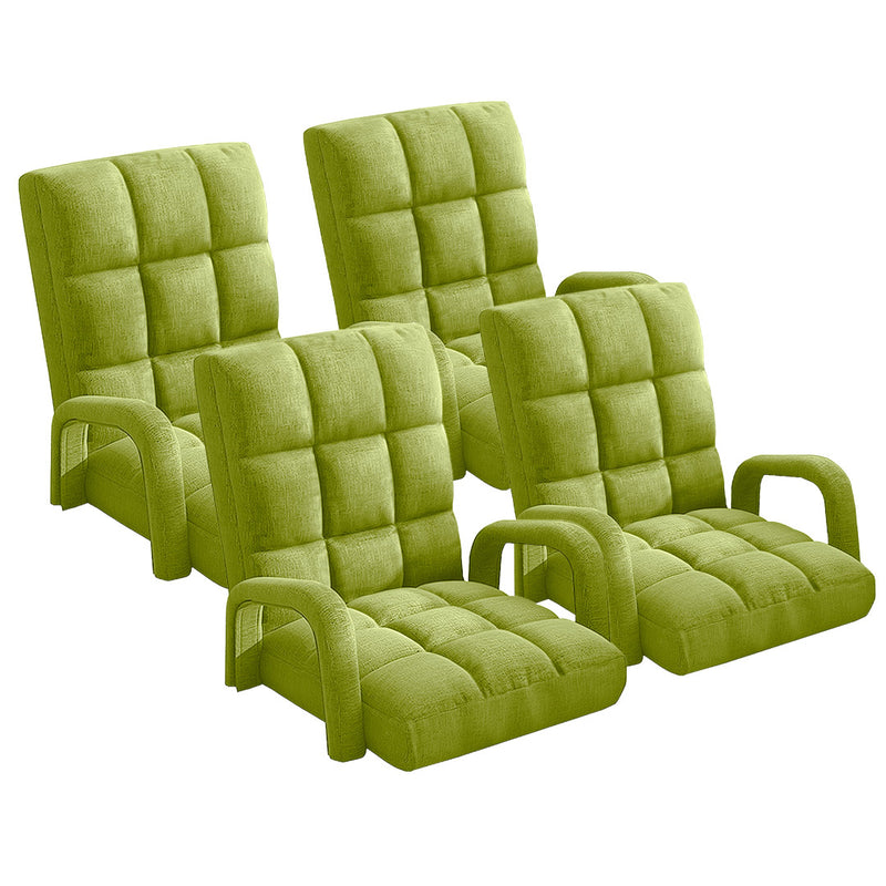4X Foldable Linen Floor Recliner Chair 5 Angles 135x58x20cm Yellow Armrest