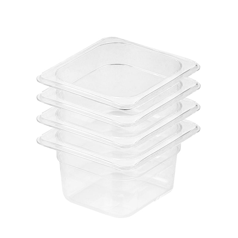 Polycarbonate 100mm 1/6 Gastronorm Pan Clear Bundle of 4