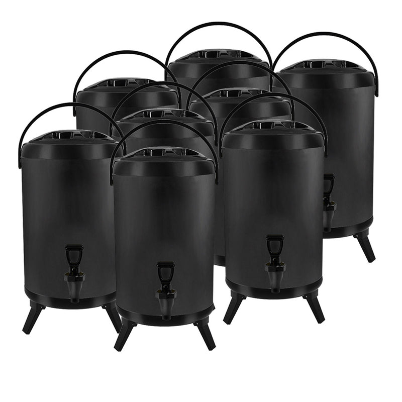 8X 14L Stainless Steel Insulated Beverage Dispenser With Faucet Black