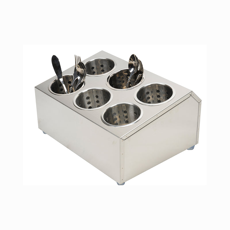 18/10 Stainless Steel Cutlery Holder 6 Holes 385X305X200mm Rust Resistant