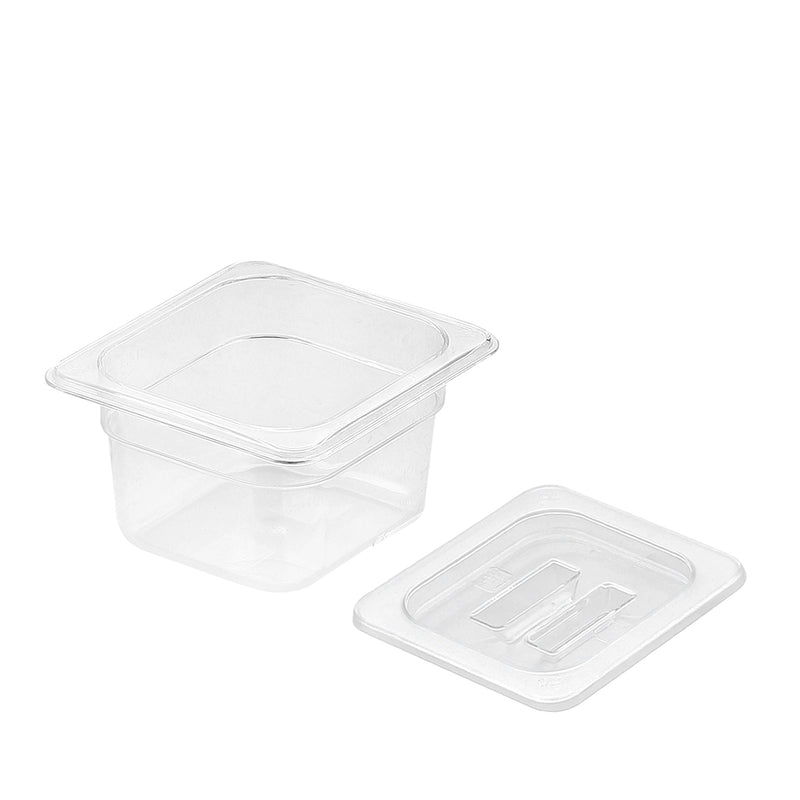 Gastronorm 1/6 Pan Polycarbonate 100mm Clear With Lid 17.5x16x10cm