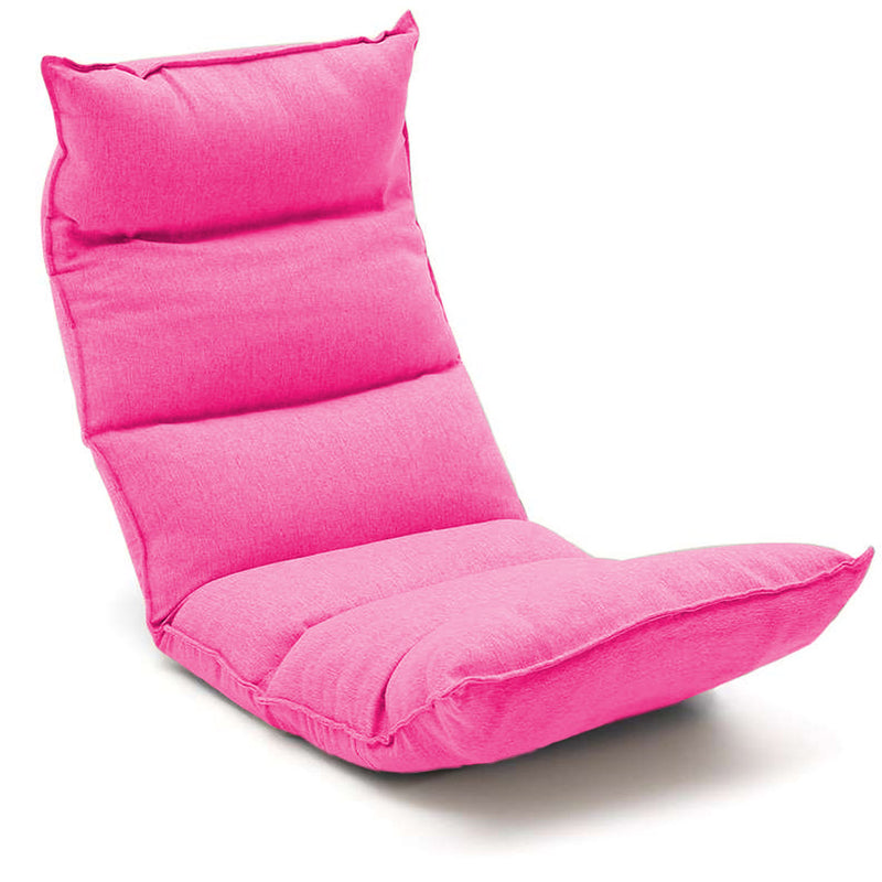 Foldable Tatami Floor Chair Suede 130X53X13cm 5 Position Recliner Pink