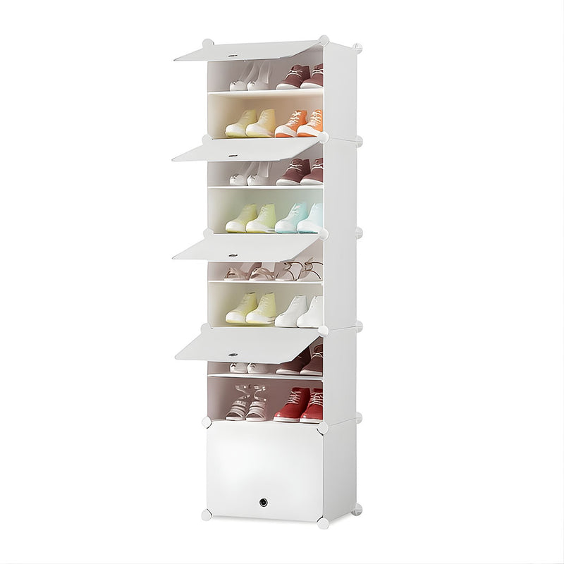 8 Tier White Polypropylene Shoe Rack Organizer 42x32x156.5cm With Cover