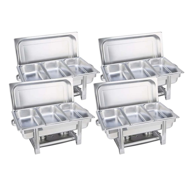 4X Stainless Steel Triple Tray Chafing Dish 3x3L Stackable Buffet