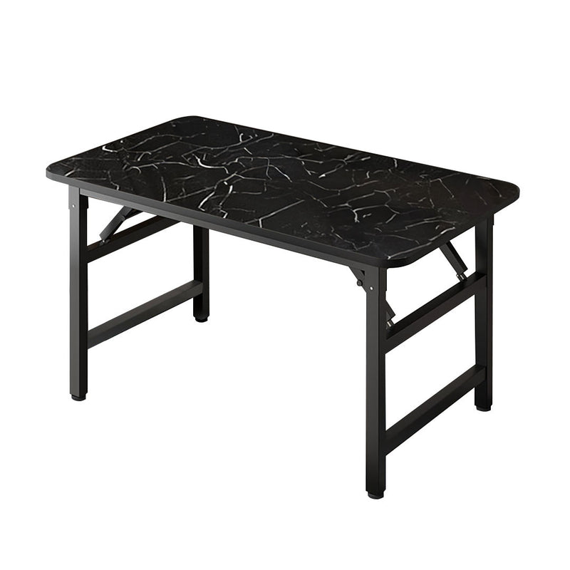 Black Foldable Computer Study Table Stone Pattern 120x60x75cm Easy Assembly