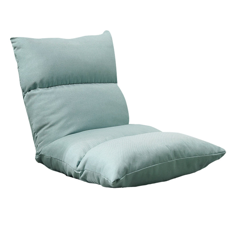 Adjustable Floor Recliner Chair Linen 108x53x15cm 5 Position Folding Mint Green