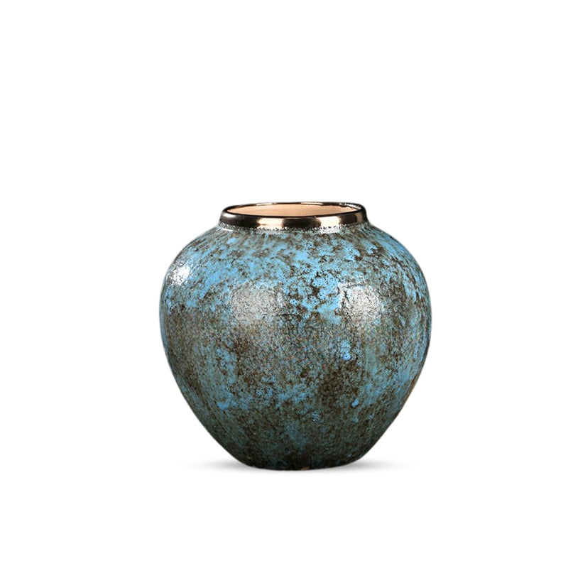 Small Light Blue Ceramic Flower Vase 21x22cm Elegant Home Decor Piece