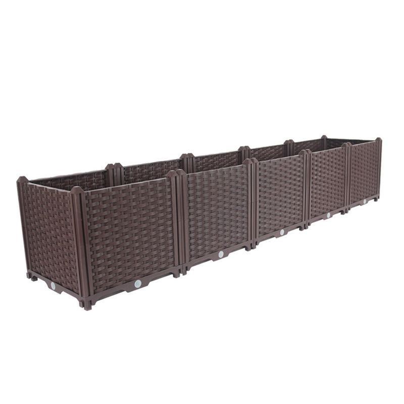 200cm Raised Garden Bed Plastic Planter Box Dark Brown Self Watering Outdoor