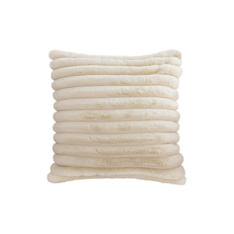Plush Faux Rabbit Fur Velvet Throw Pillow 45x45cm Off White