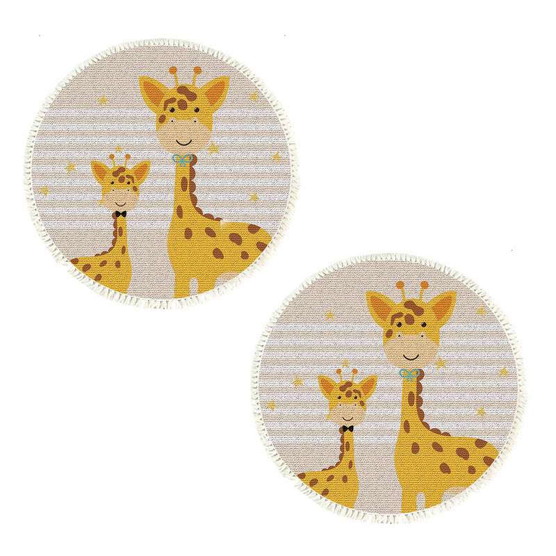 2X 120cm Round Polyester Area Rug Non Slip Ultra Soft Multicolor Cartoon
