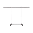 Floor Standing Stainless Steel Clothes Rack 200cm Portable with Wheels Indoor Outdoor