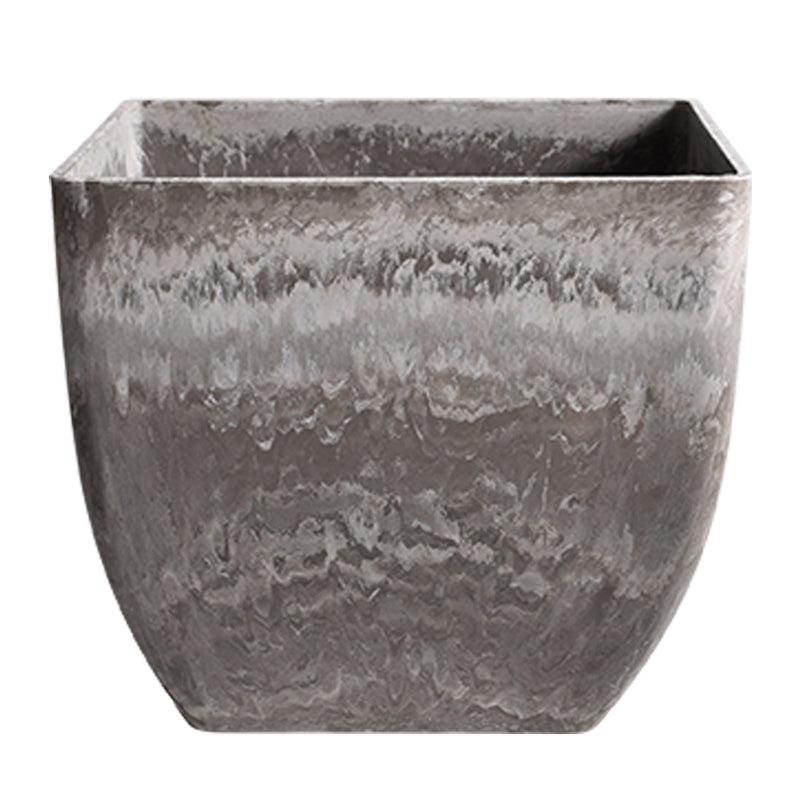 27cm Square Resin Planter Rock Grey Concrete Look Tapered Indoor Home Office