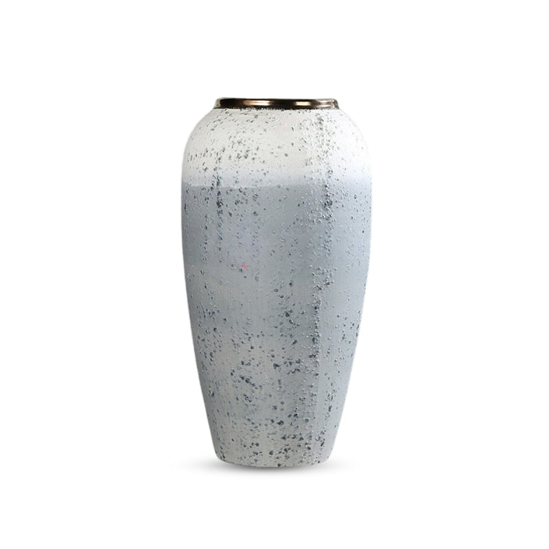 Large Ceramic Flower Vase 35x17cm White Grey Handcrafted