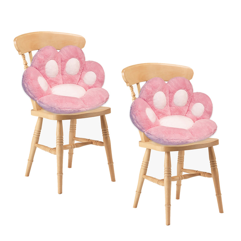 2X Pink Paw Shape Plush PP Cotton Cushion 80x70x20cm Backrest Pillow