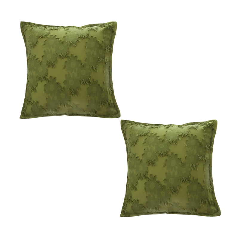 2X Green Throw Pillows 50x50x18cm Polyester Cotton Blend Soft Durable