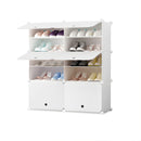 5 Tier 2 Column Shoe Rack Organizer White Stackable Storage Stand With Cover