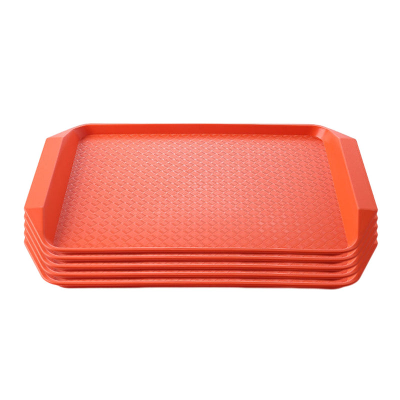 Rectangular PVC Serving Tray Set of 5 Orange Stackable Waterproof 43.5cm